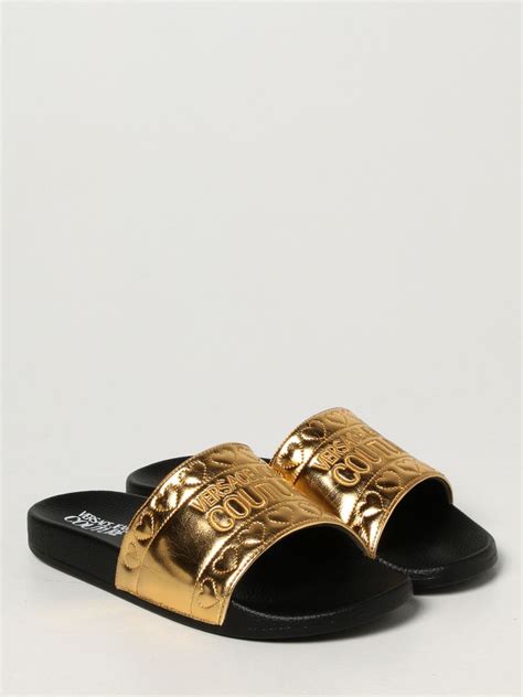 sandali oro versace jeans|versace jeans couture sandals.